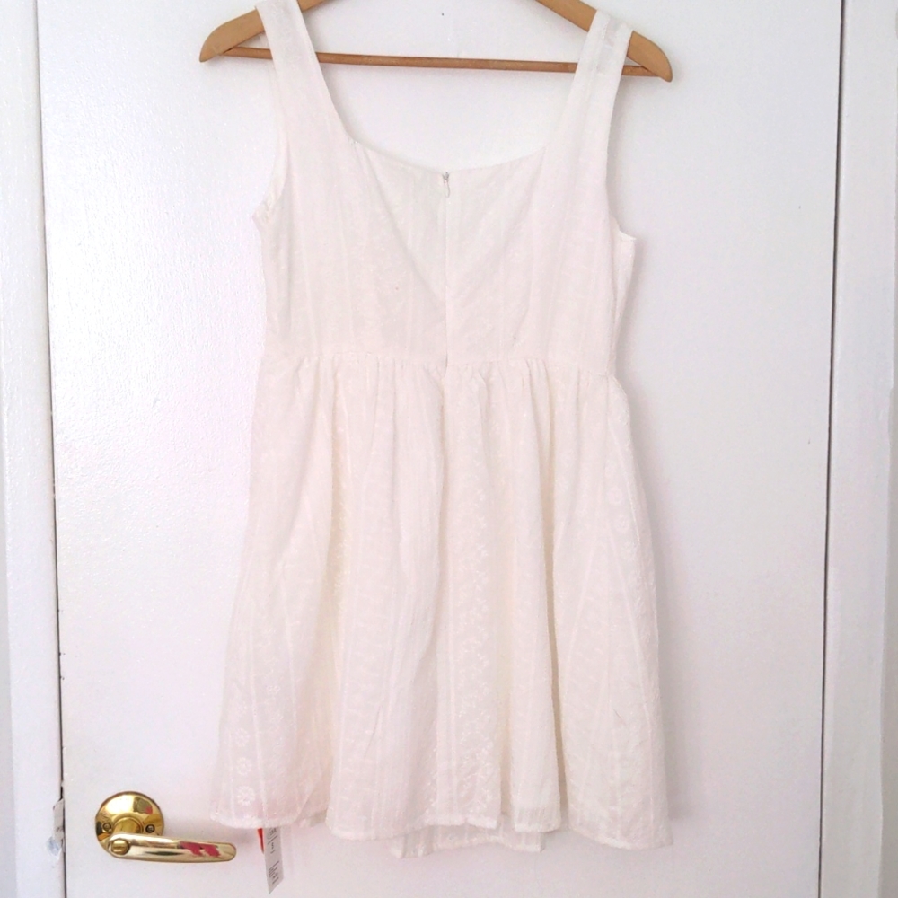 NWT cider 100% cotton white mini dress S - Picture 5 of 6